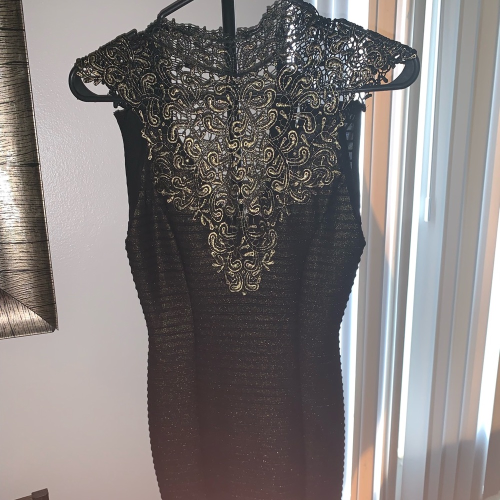 Black & gold Windsor dress.